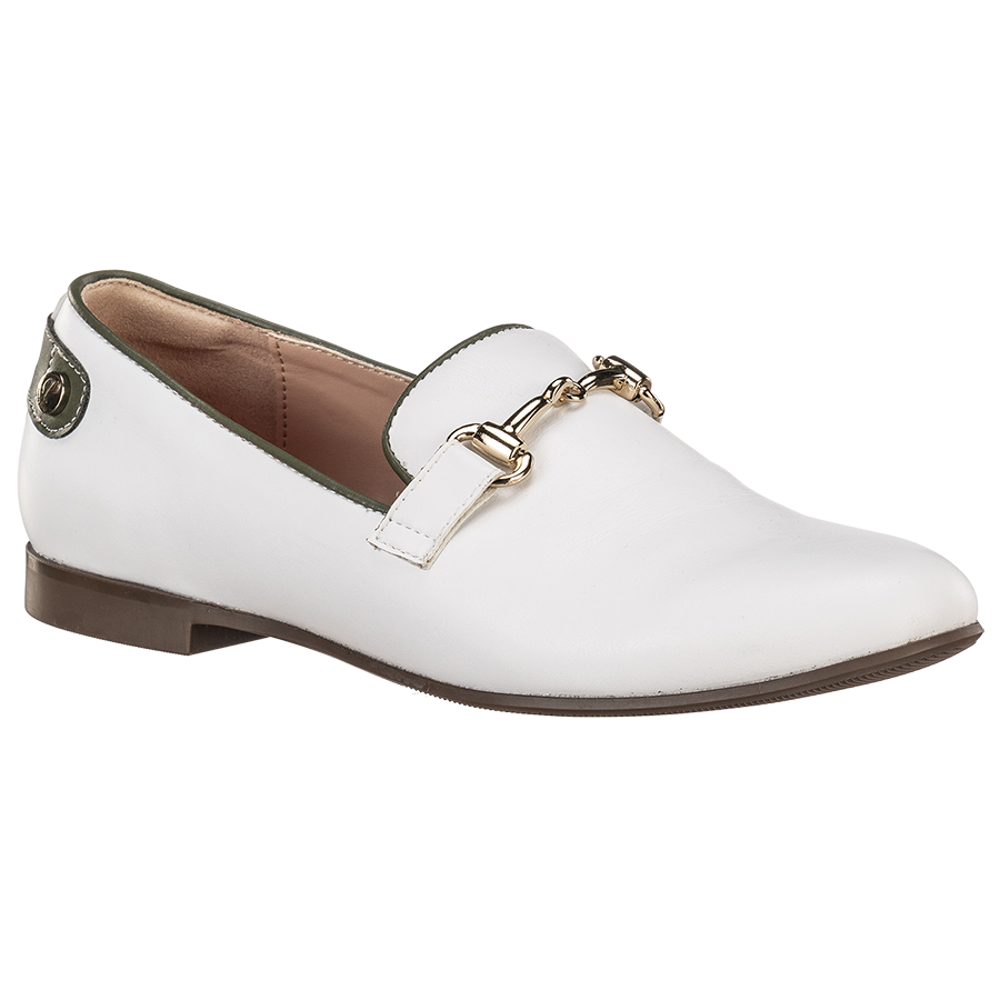 Ponpano Sarah Buckle Loafer White