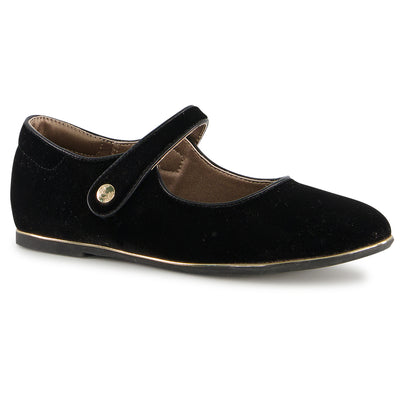 Ponpano Noga Button Velvet Shoes Black