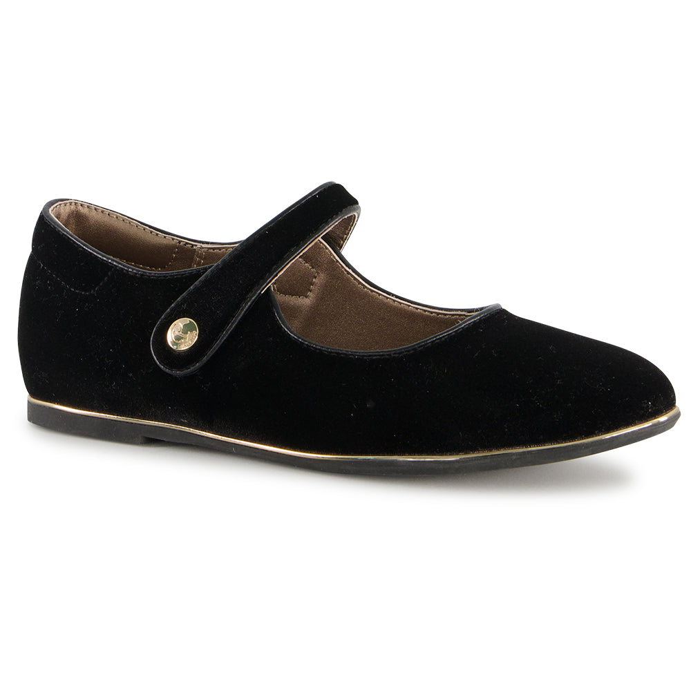 Ponpano Noga Button Velvet S Shoes Black