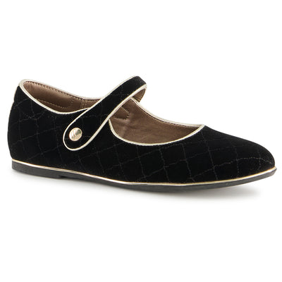 Ponpano Noga Button Velvet S Shoes Black