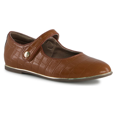 Ponpano Noga Button 222 Two-Tone Mary Janes Camel