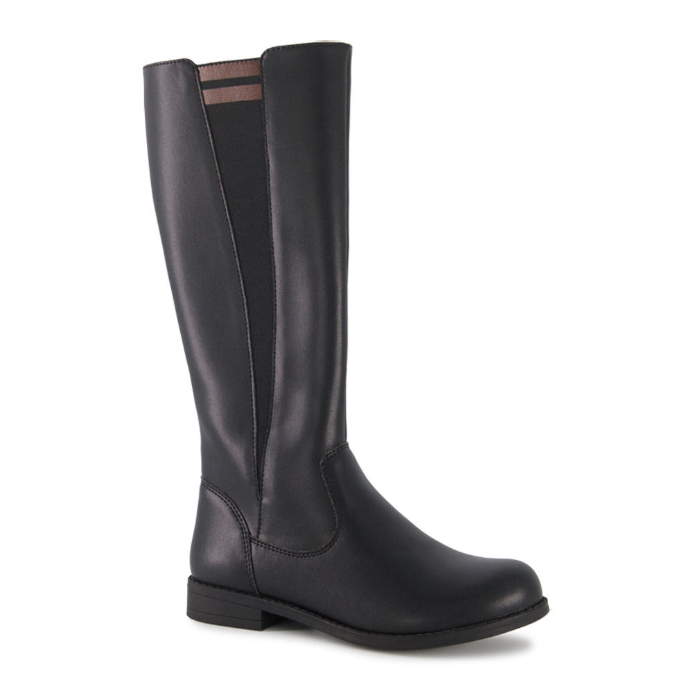 Ponpano Heily Elastic Combined B Knee-High Boots Black