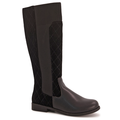 Ponpano Heily Quilt S Knee-High Boots Black
